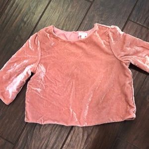Pink velvet top girls small (5-6)